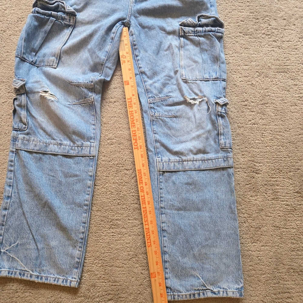 Garage Denim Womens Light Wash Cargo Jeans High Rise Straight Leg Size 9 - Picture 3 of 5